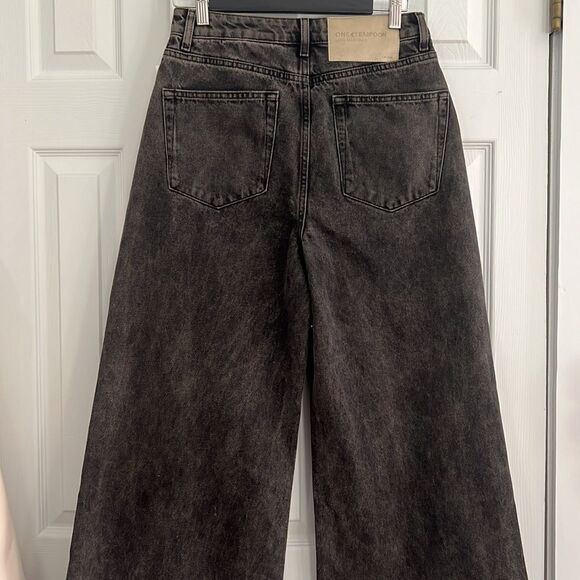 One Teaspoon Embellished Love Machine Jeans Wide Leg Dark Wash Sequin Studded - Picture 6 of 14
